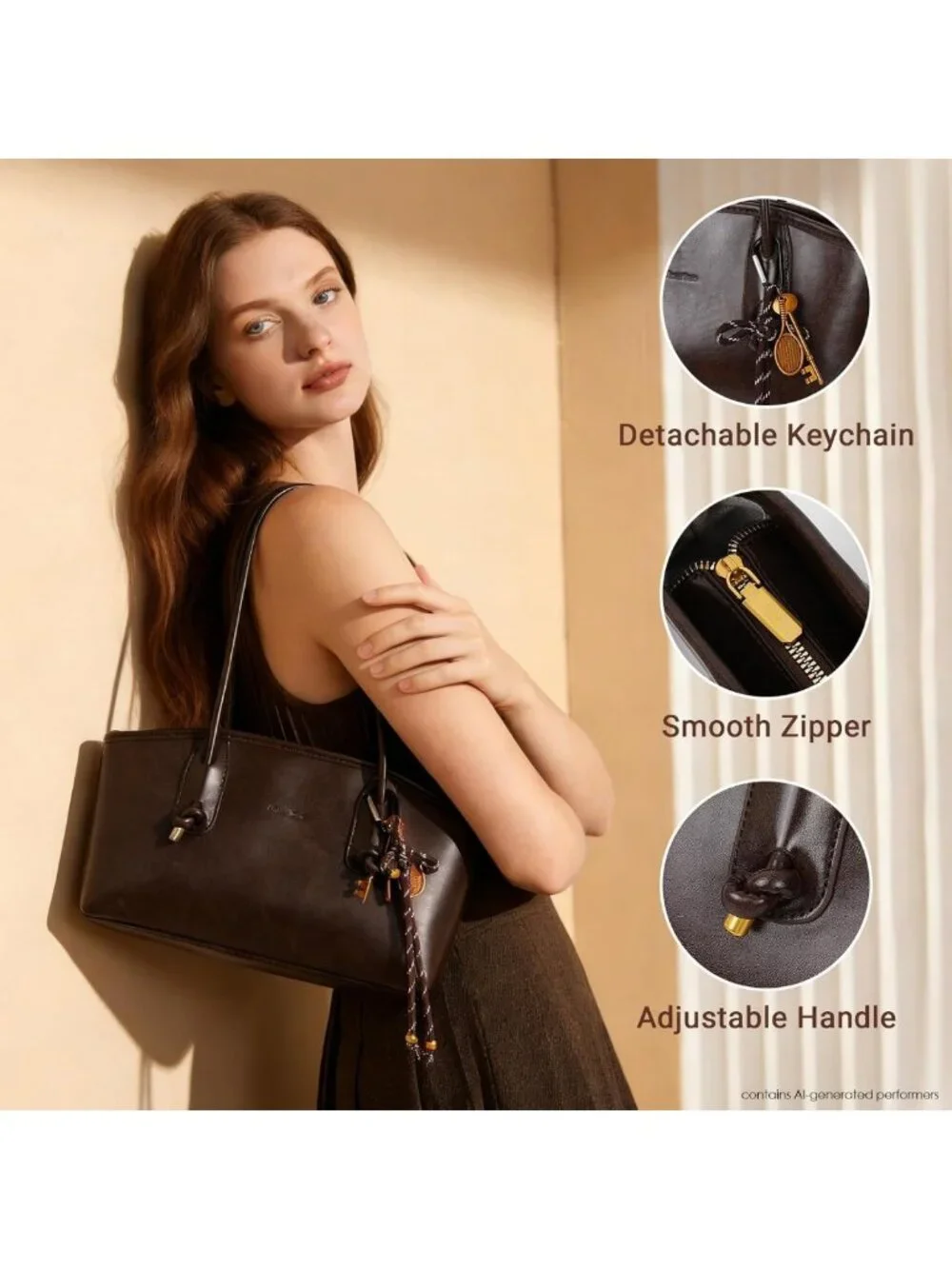 Vintage Brown Faux Leather Hobo Shoulder Bag for Women - Fall Fashion Essential